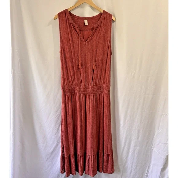 Prana Dress Womens L Teracotta Red Sentinel Maxi Modal Boho Hippie Granola - Picture 1 of 9